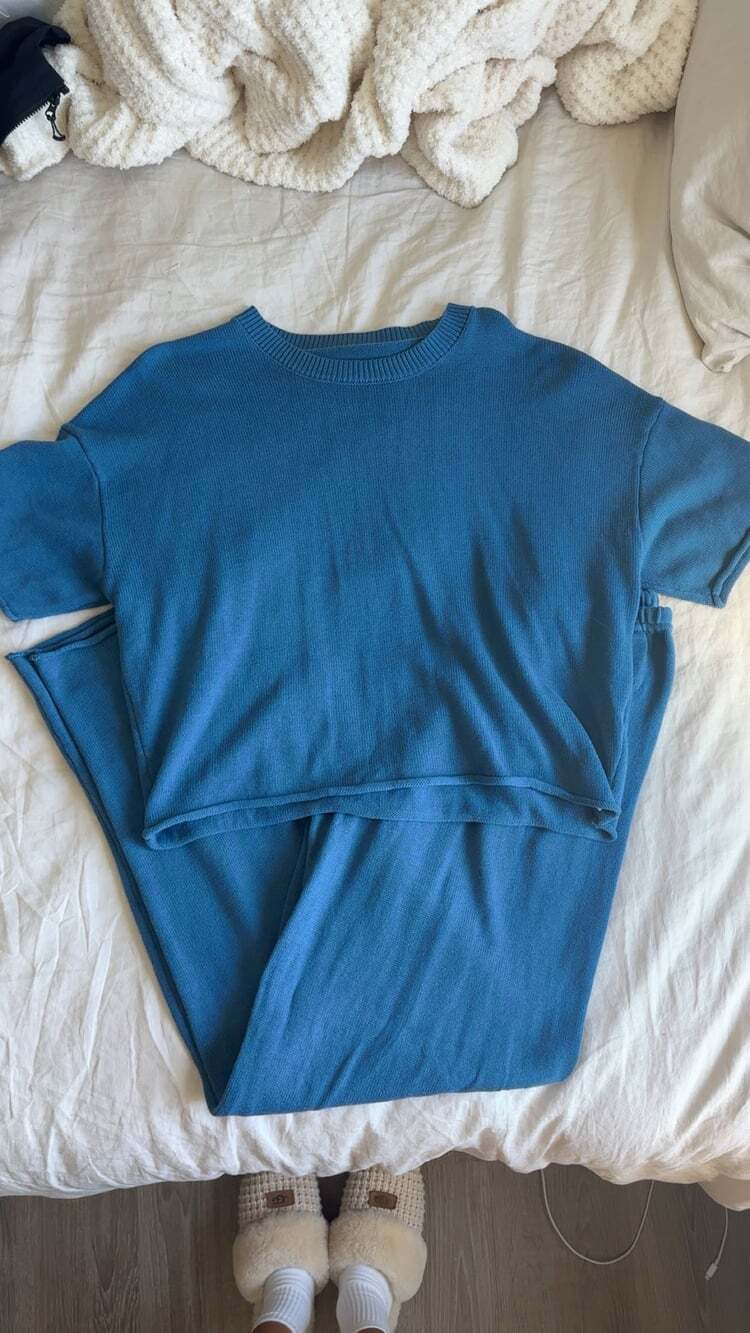 Daily Drills Blue Knit Matching Set
